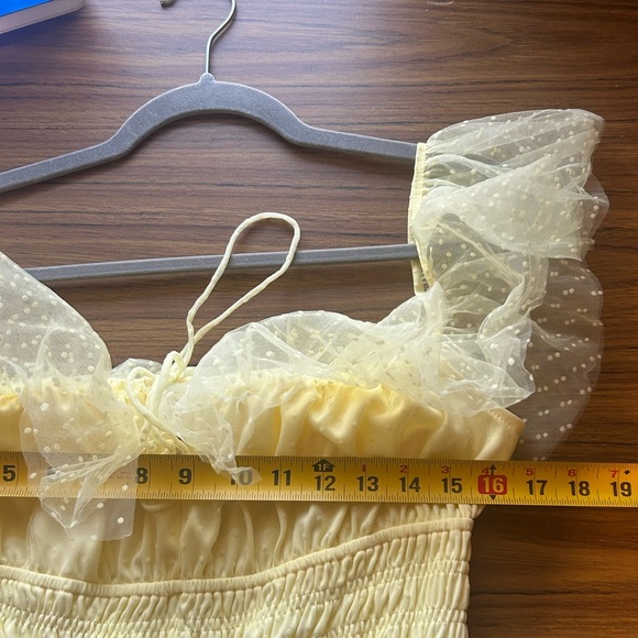 CONFETE Yellow Swiss Dot Tulle Tiered Midi Dress Cottagecore Prom Garden Party - Picture 9 of 10